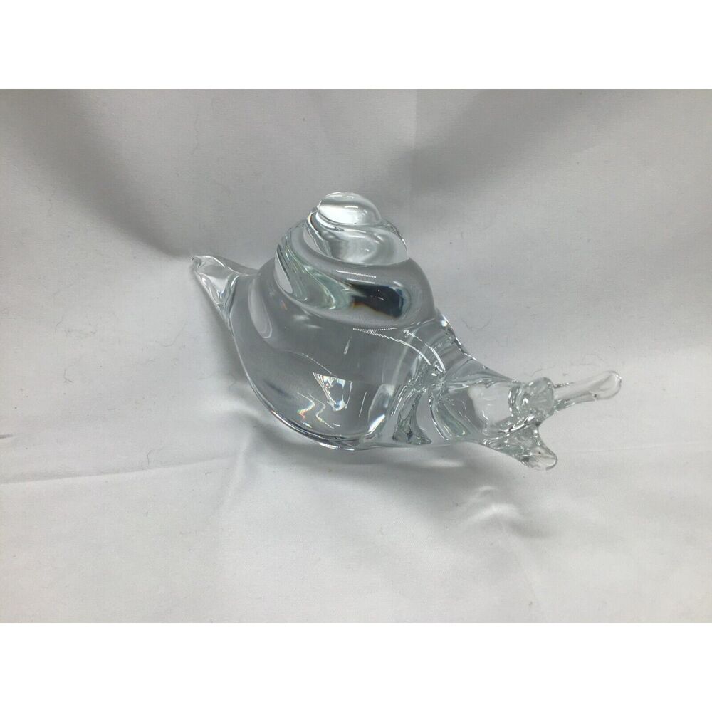 Murano Clear Art Glass Snail 6.5 Inch Fairy Whimsy Cottage Cabincore Folklore - Picture 6 of 10